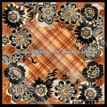 100% Seide Blumen Plaid Turky Schal 105x105cm